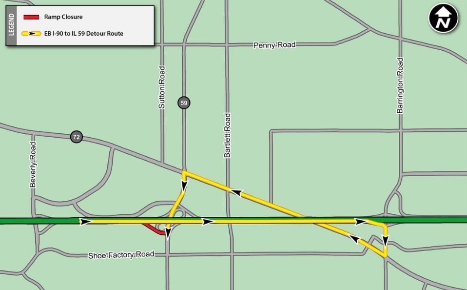 Closure, detour takes effect Thursday night at I-90 Route 59 interchange in Hoffman Estates — La Grange Community news